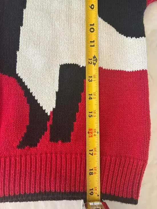Vintage 80s J.G. Hook Red Knit Cow Graphic Short Sleeve Sweater Medium - Picture 10 of 11